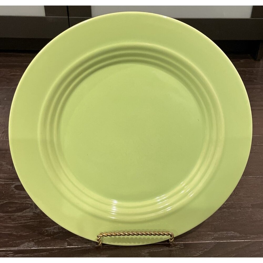 Bosco Ware BW Lime Light Green Ribbed Dinner Plate Beehive 11 Inch Vintage
